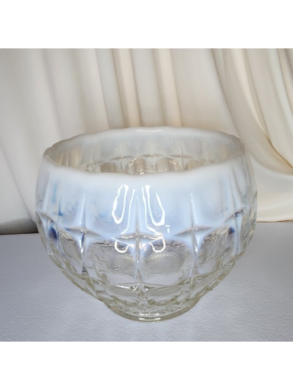 Indiana Glass White Opalescent Tiara Constellation Cookie Jar-NO TOP